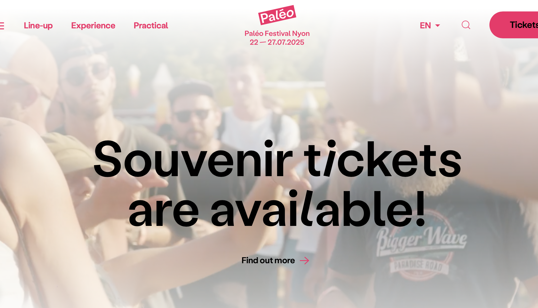 Capture d'écran du site web Paléo festival